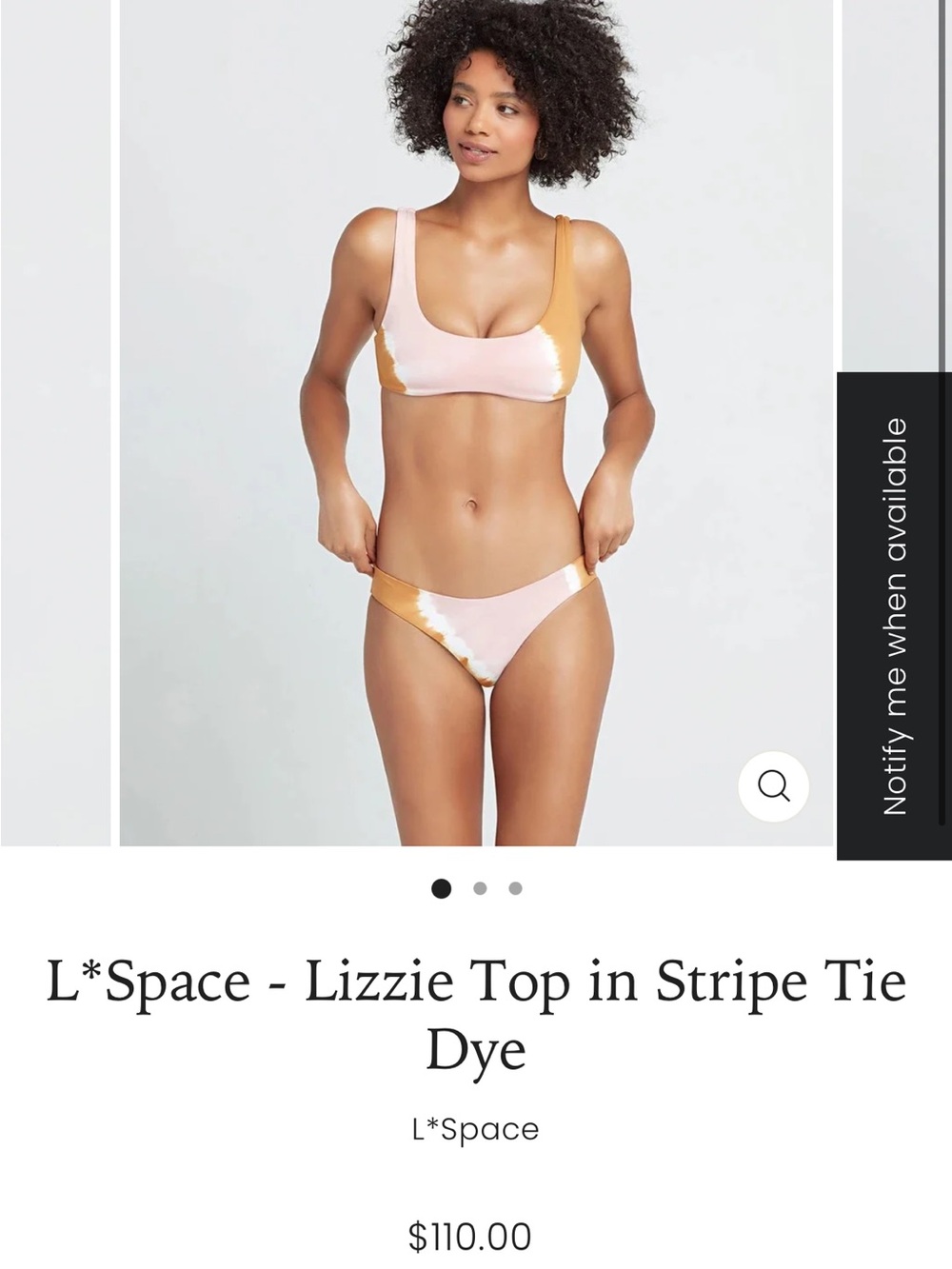l*space Lizzie Bandeau Top - Pink & Gold Stripe Tie-Dye